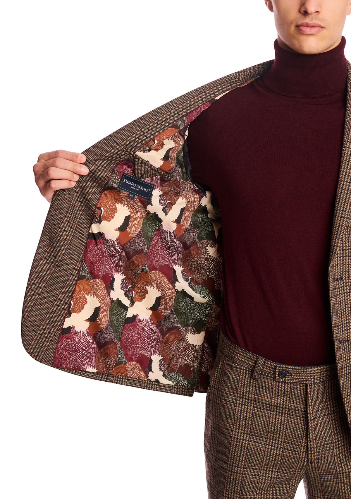 Mens Brown Glen Plaid Suit Separate Jacket