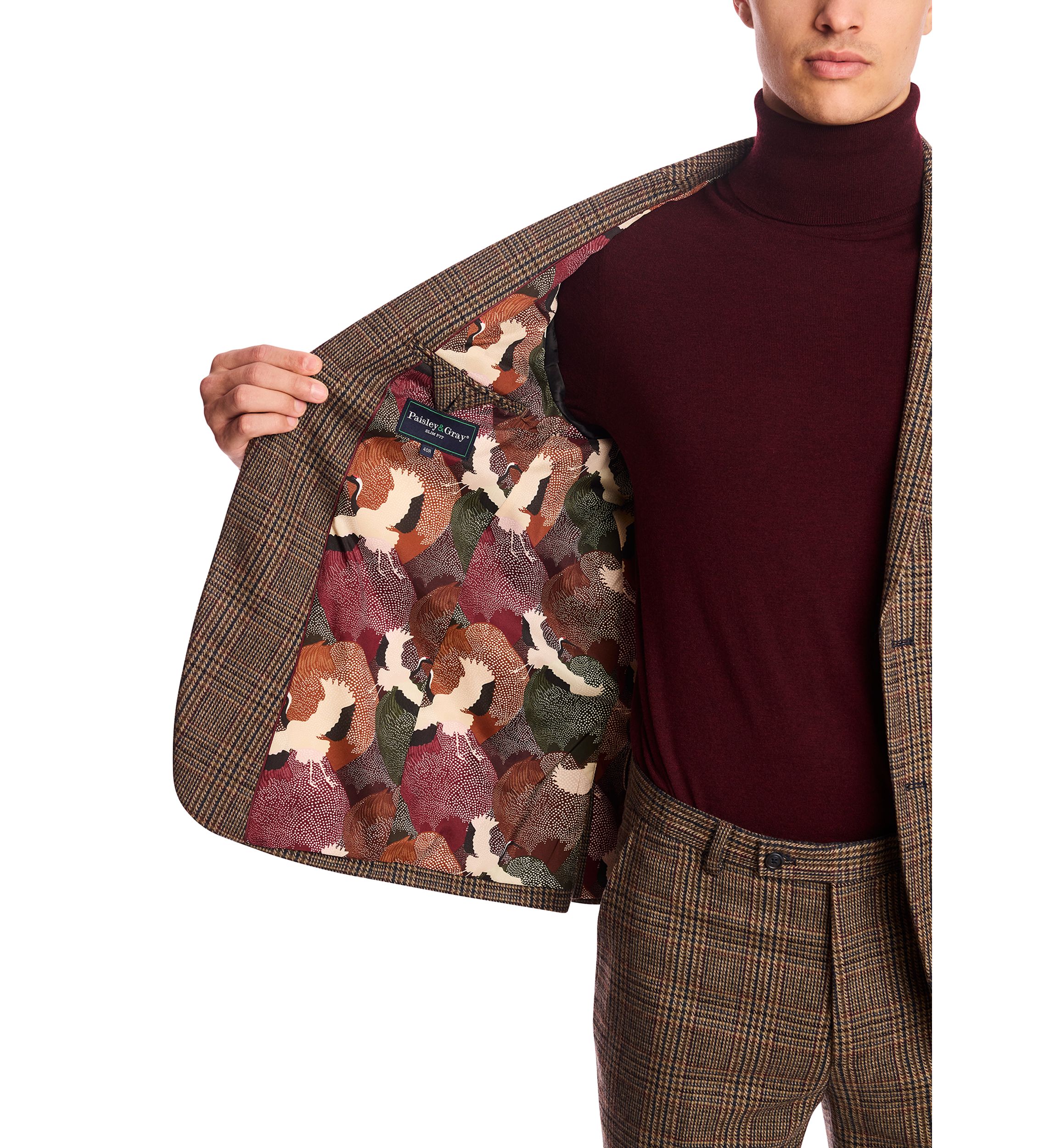 Mens Brown Glen Plaid Suit Separate Jacket