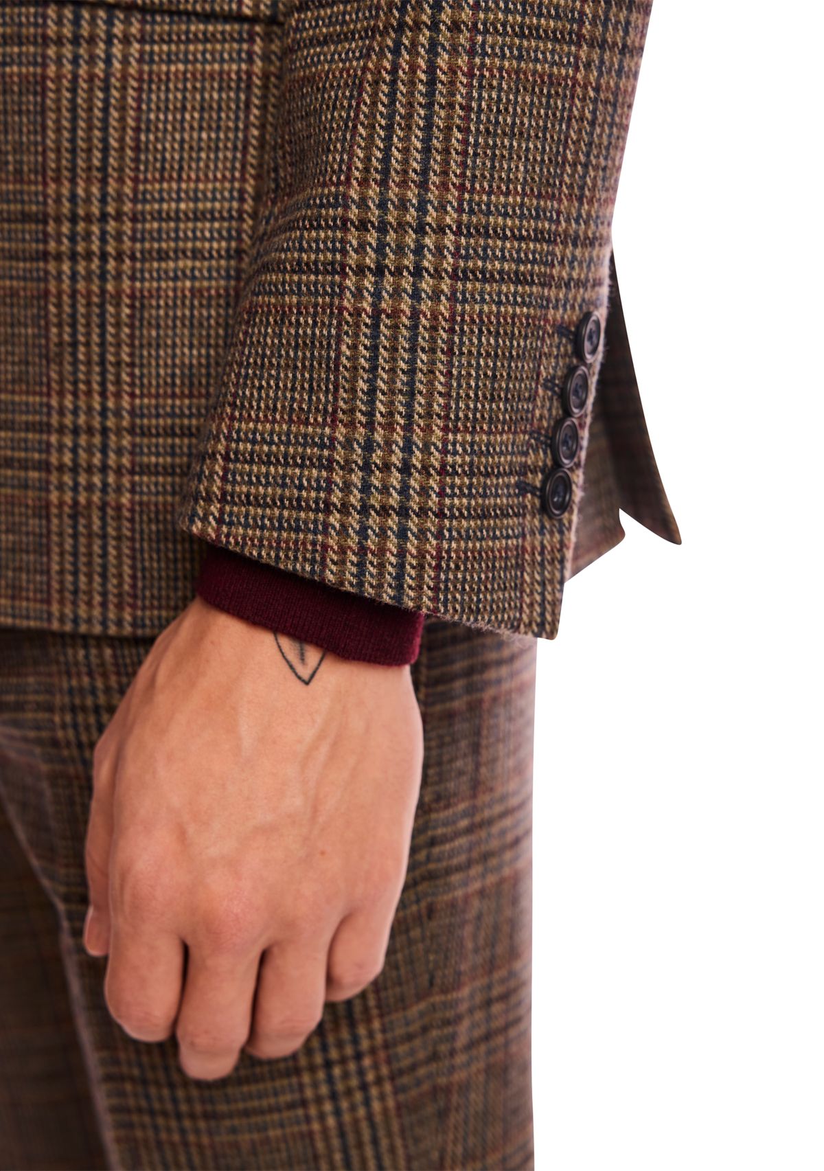 Mens Brown Glen Plaid Suit Separate Jacket