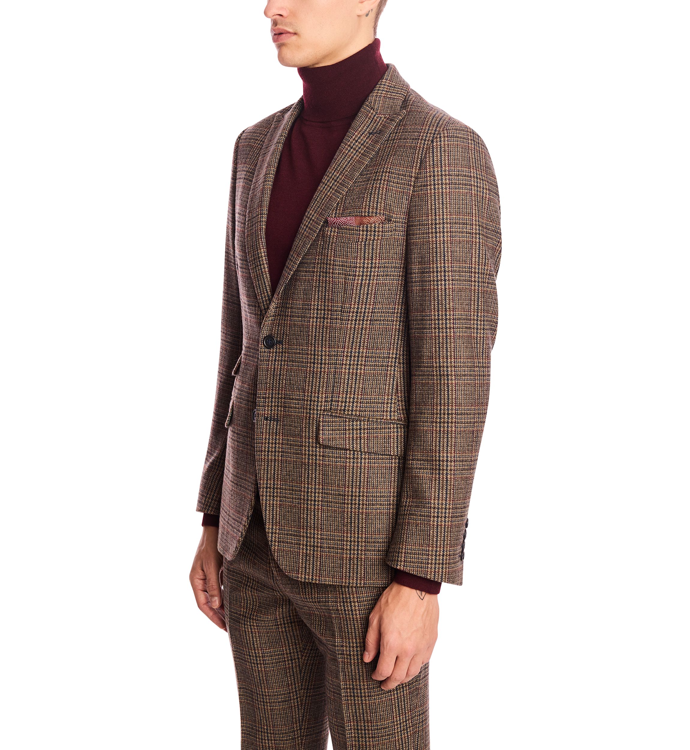 Mens Brown Glen Plaid Suit Separate Jacket