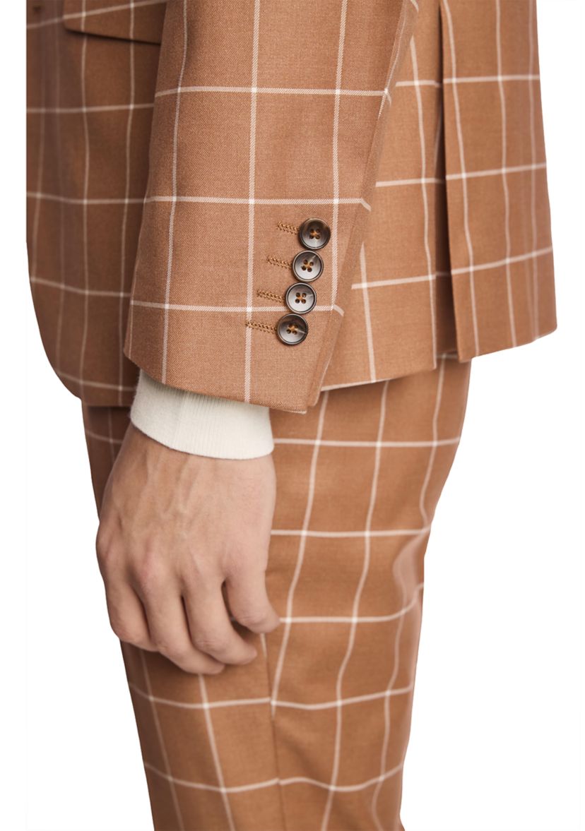 Mens Pumpkin Spice Windowpane Suit Separate Jacket