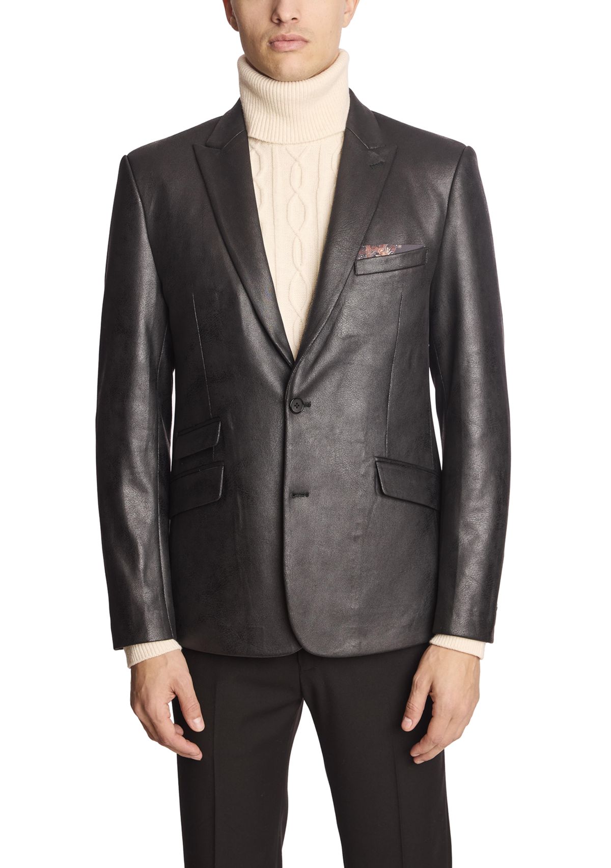 Mens Black Vegan Leather Suit Separate Jacket