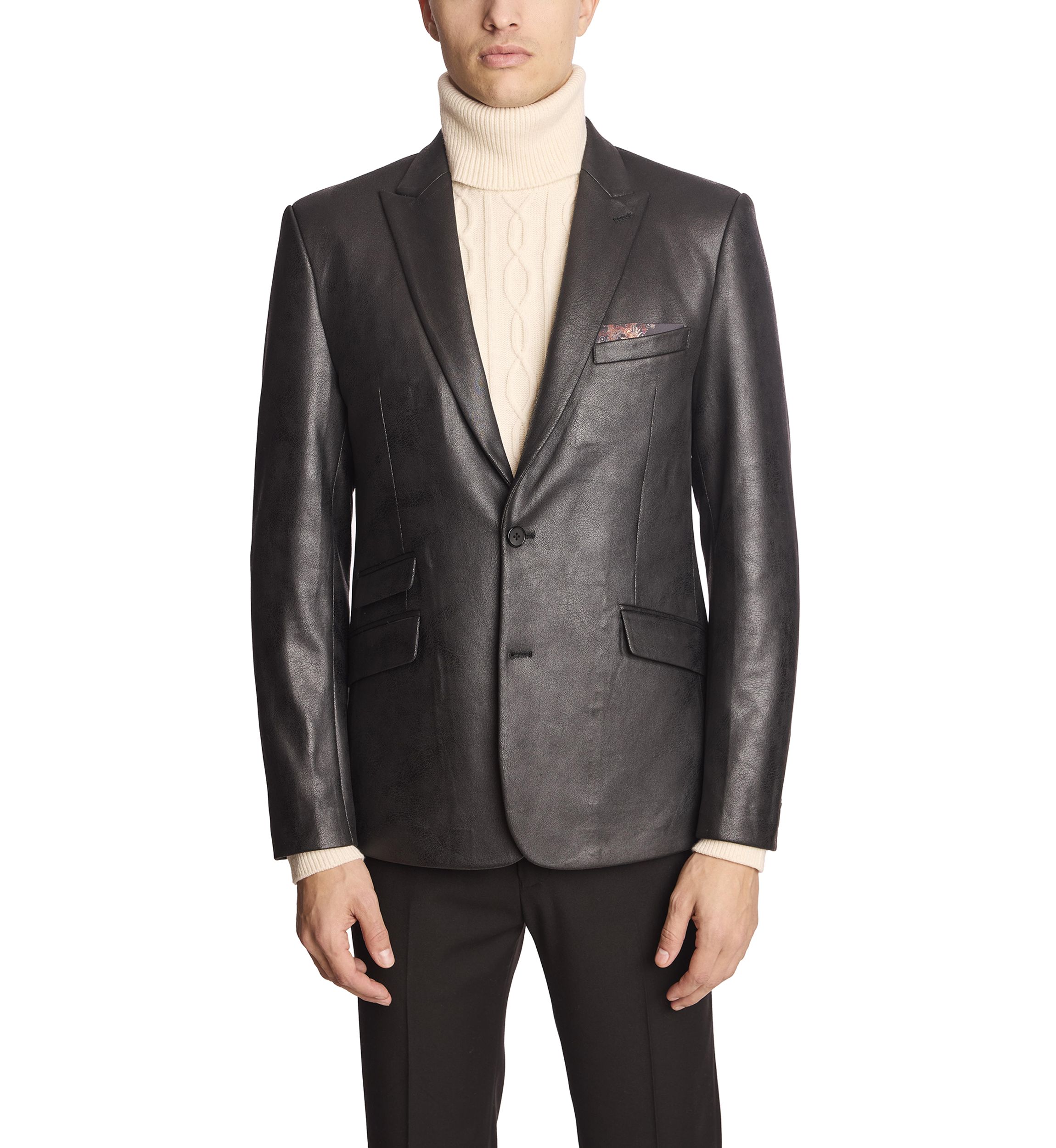 Mens Black Vegan Leather Suit Separate Jacket
