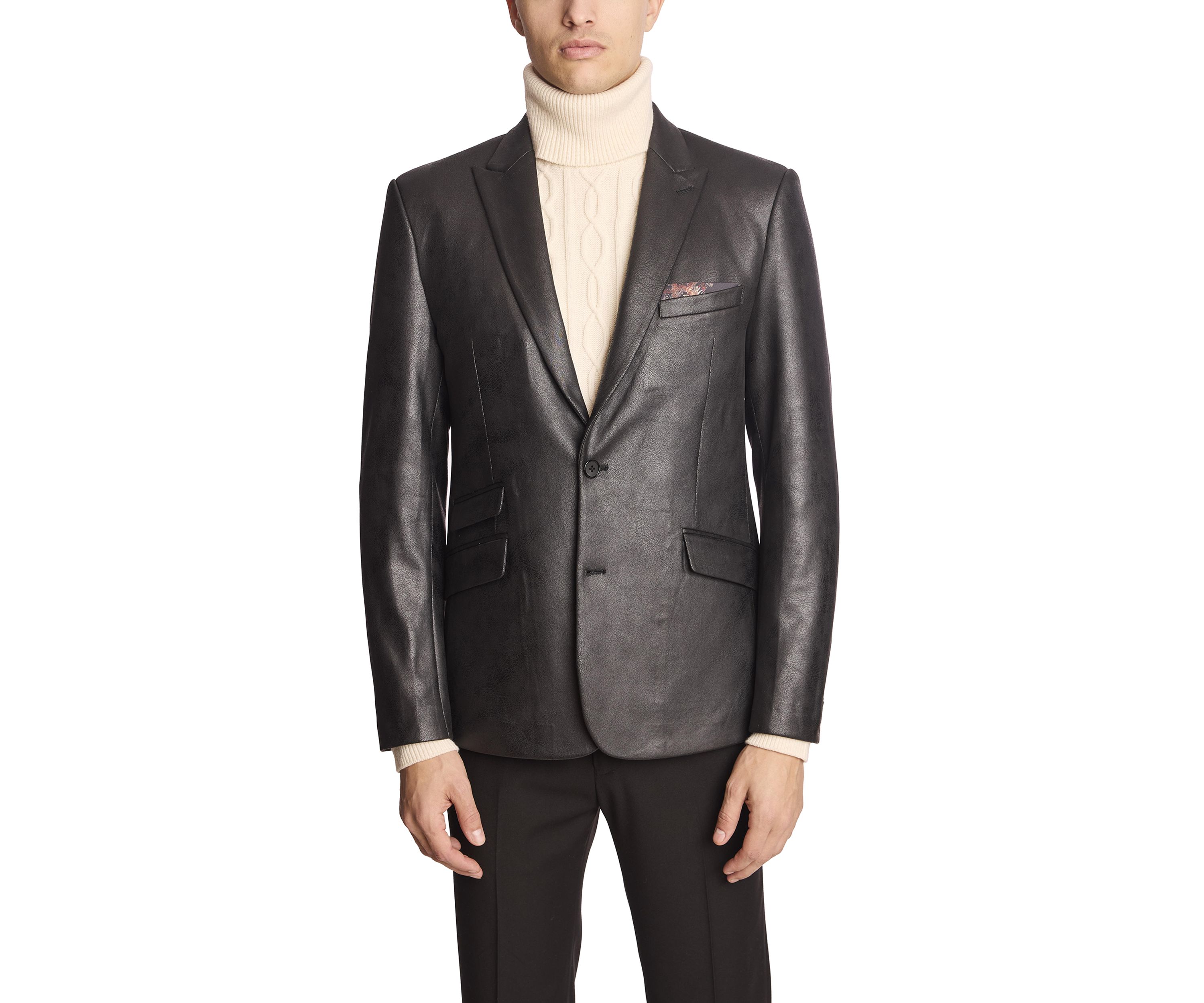 Mens Black Vegan Leather Suit Separate Jacket