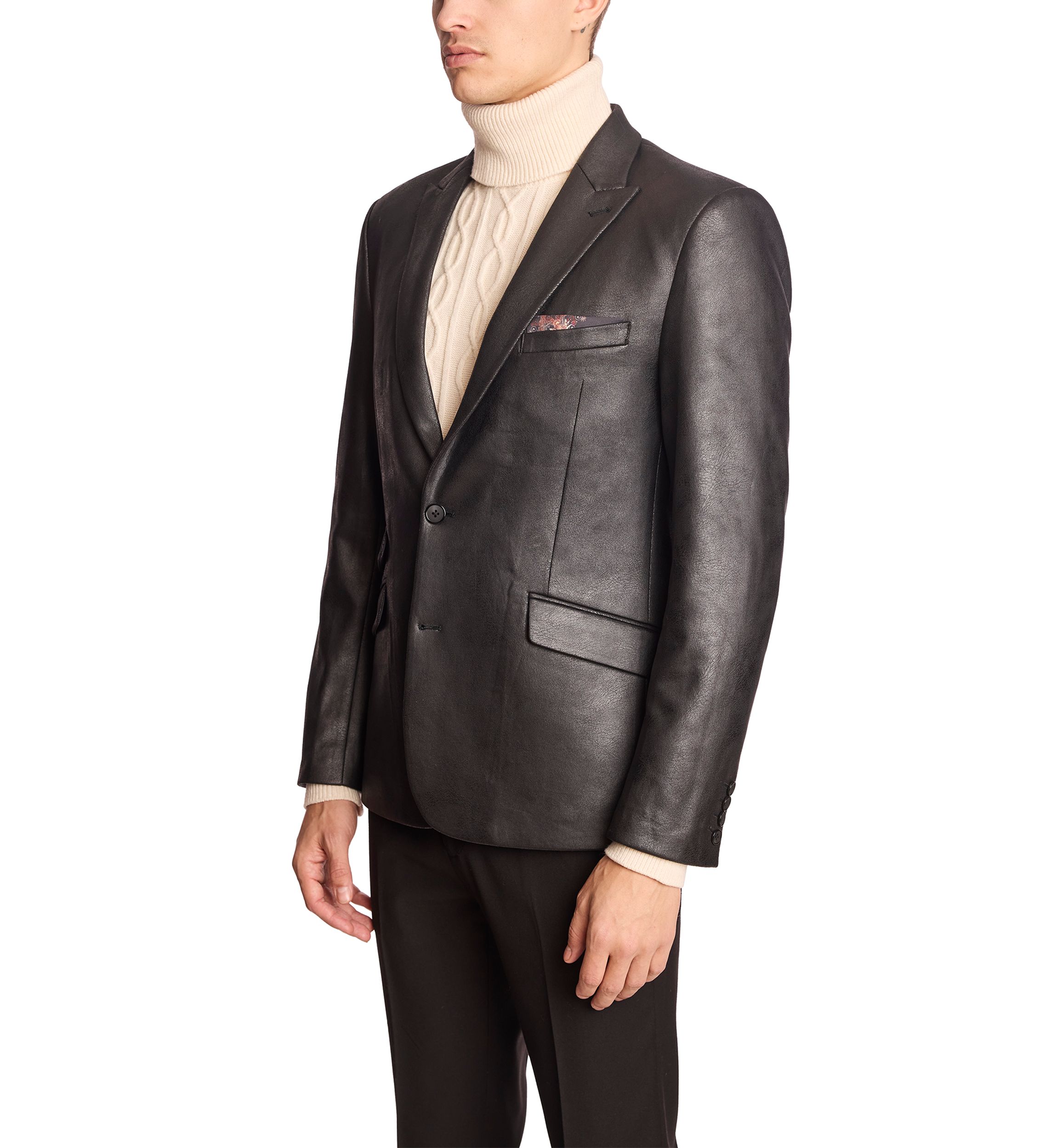 Mens Black Vegan Leather Suit Separate Jacket