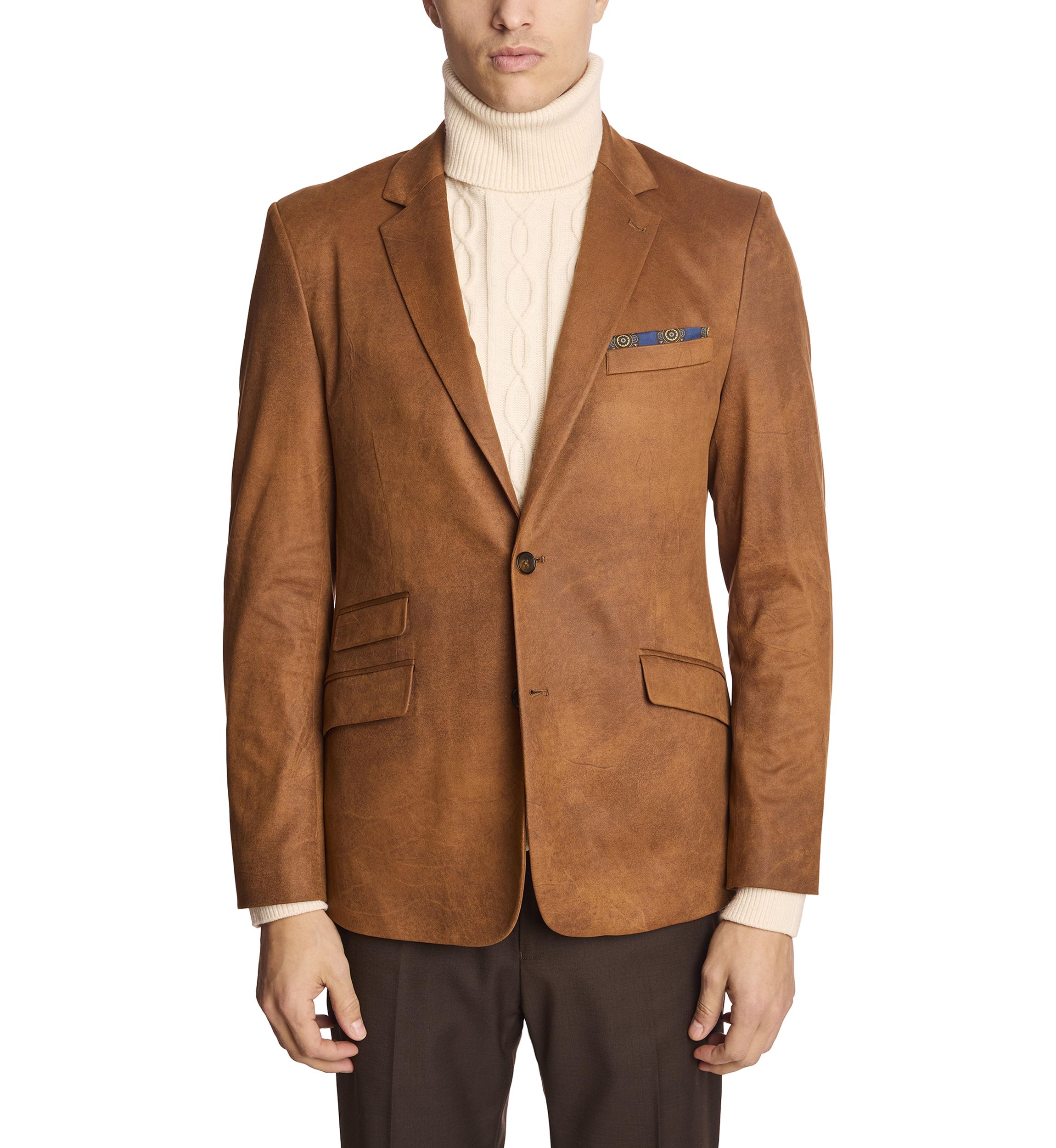 Mens Caramel Vegan Leather Suit Separate Jacket