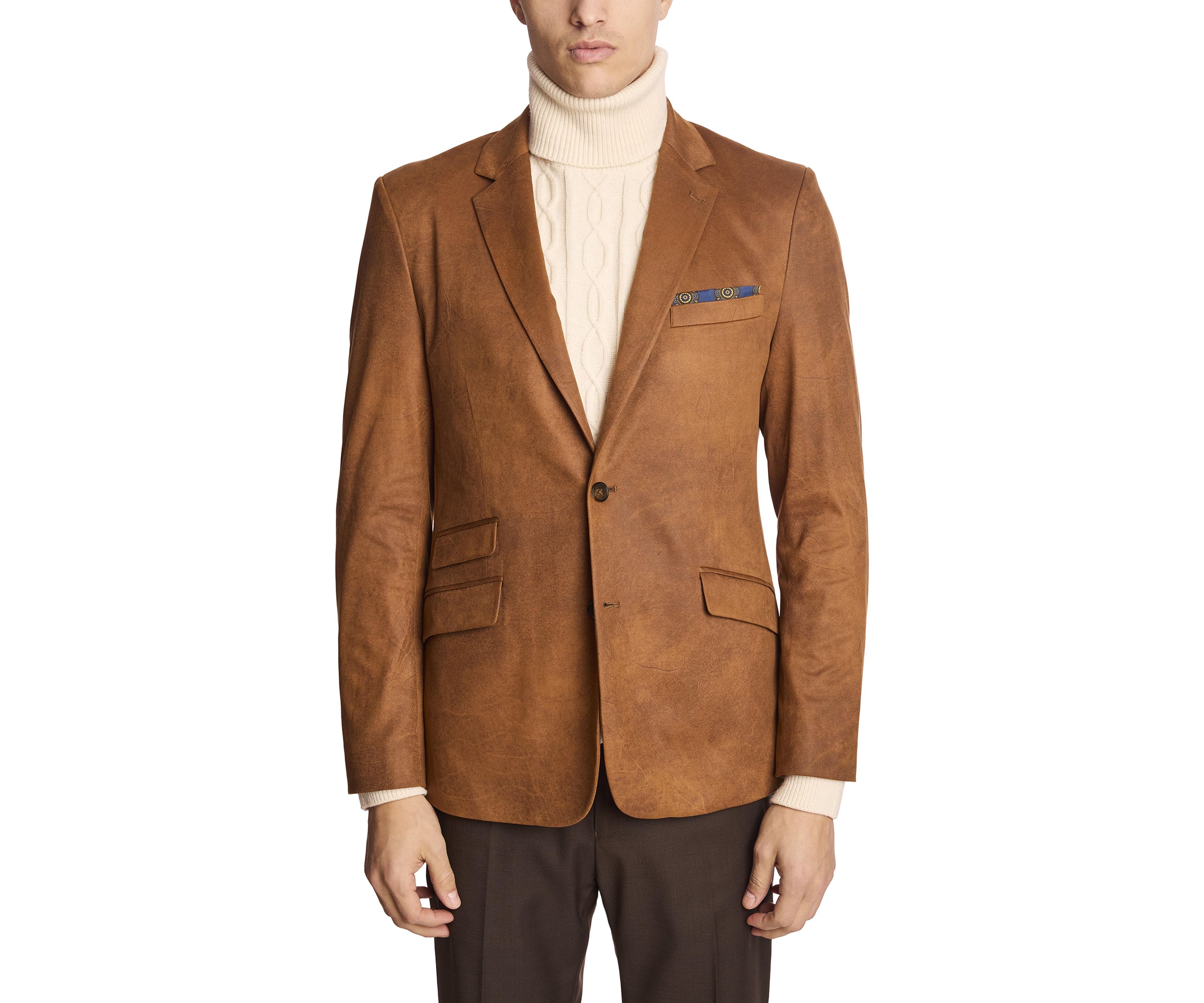 Mens Caramel Vegan Leather Suit Separate Jacket
