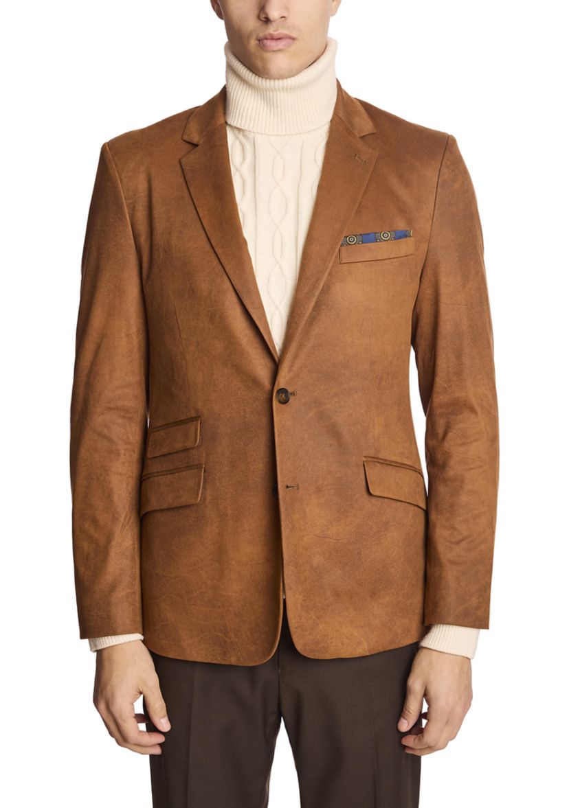 Mens Caramel Vegan Leather Suit Separate Jacket