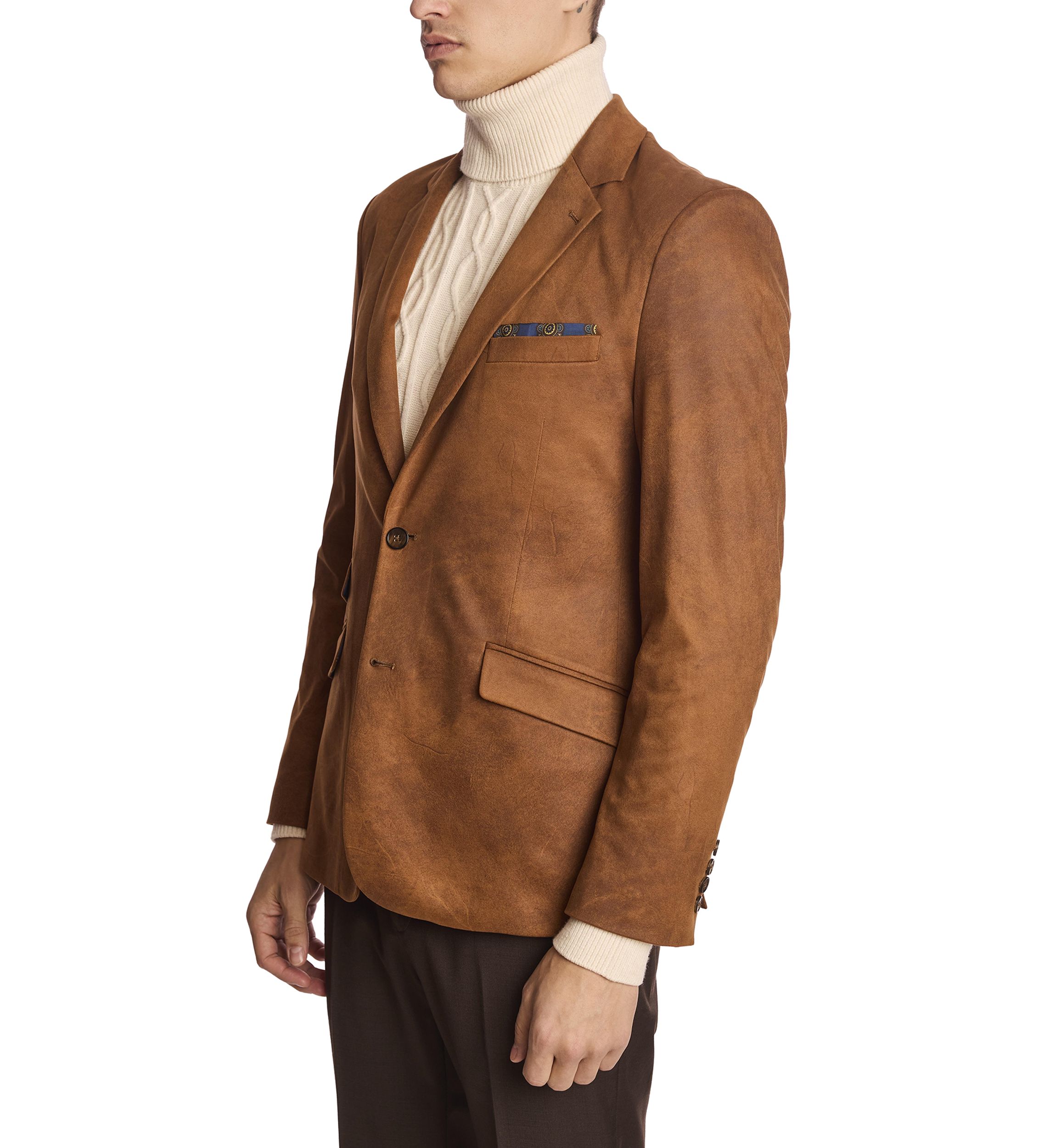 Mens Caramel Vegan Leather Suit Separate Jacket