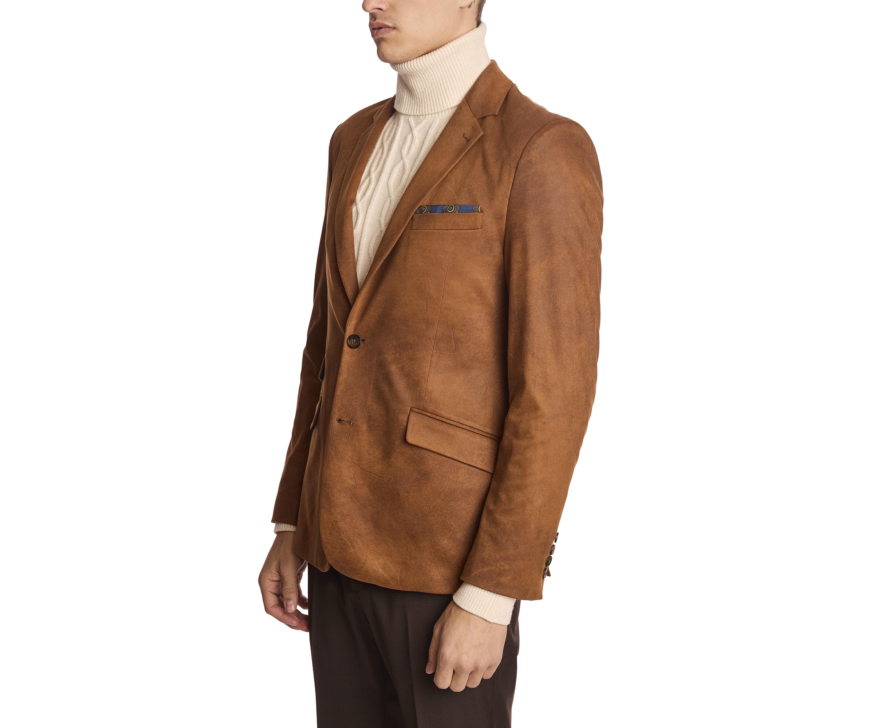 Mens Caramel Vegan Leather Suit Separate Jacket