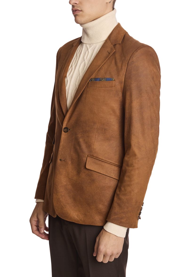 Mens Caramel Vegan Leather Suit Separate Jacket