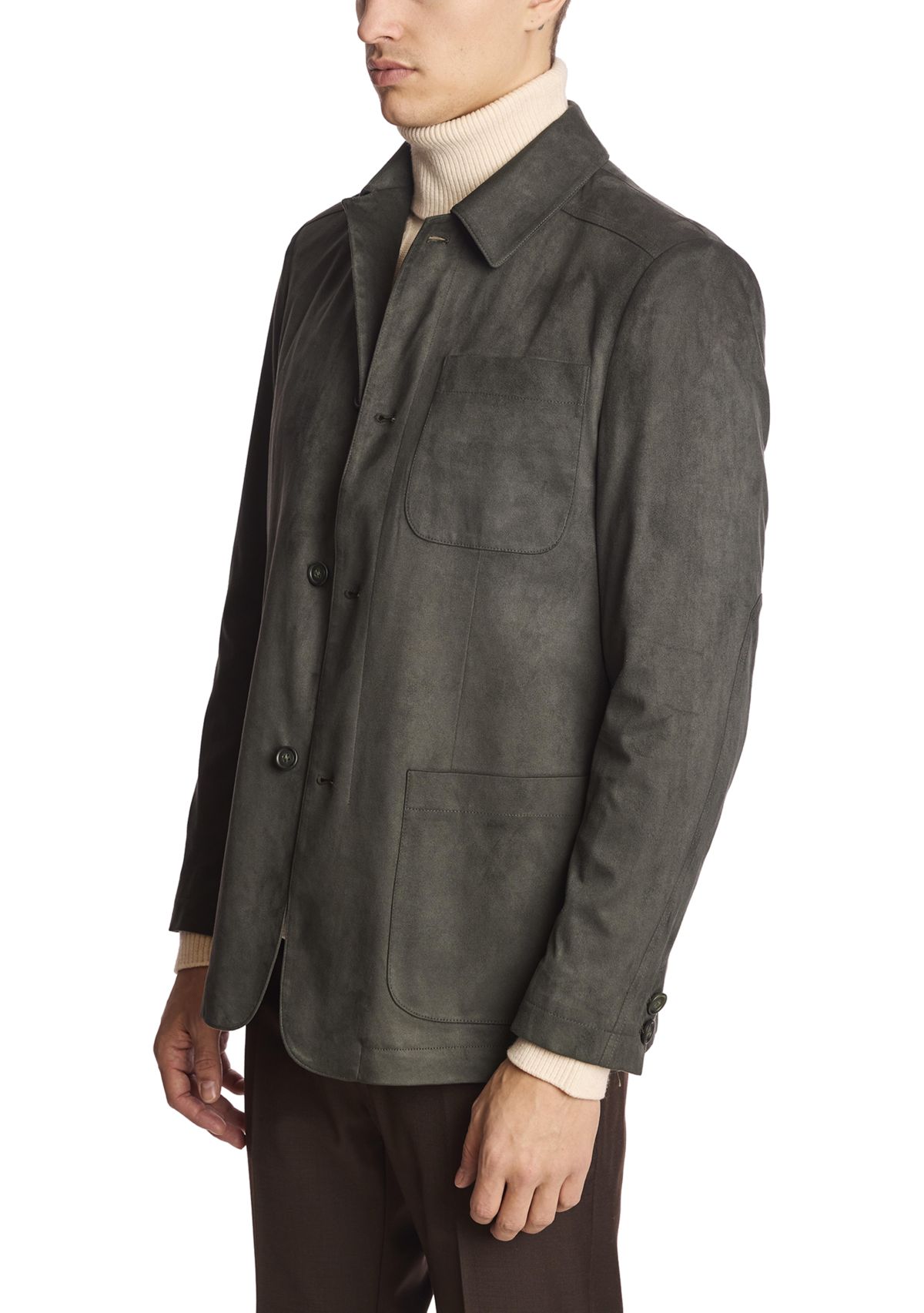 Mens Deep Green Shirt Jacket