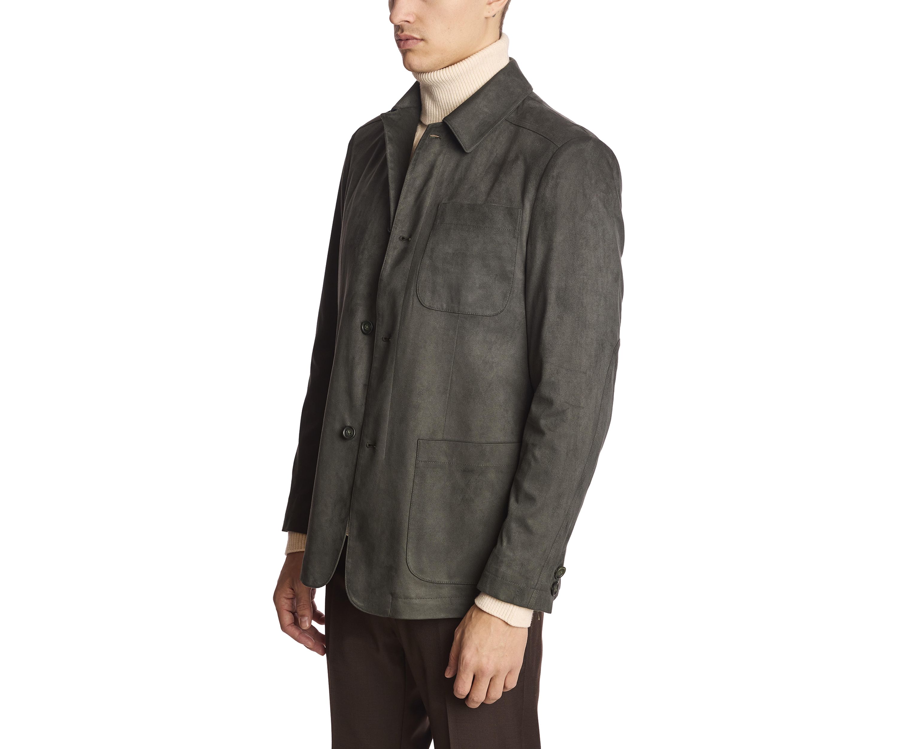 Mens Deep Green Shirt Jacket