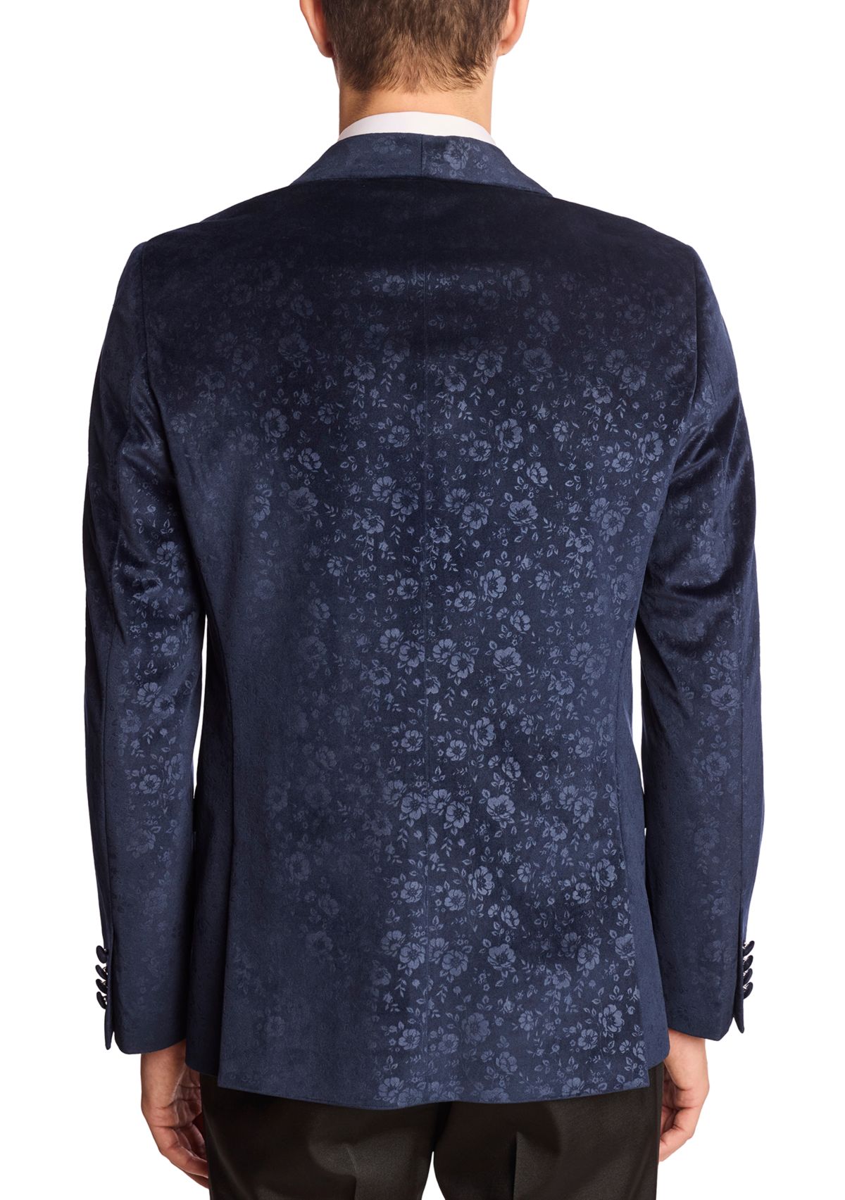 Mens Blue Floral Velvet Jacket
