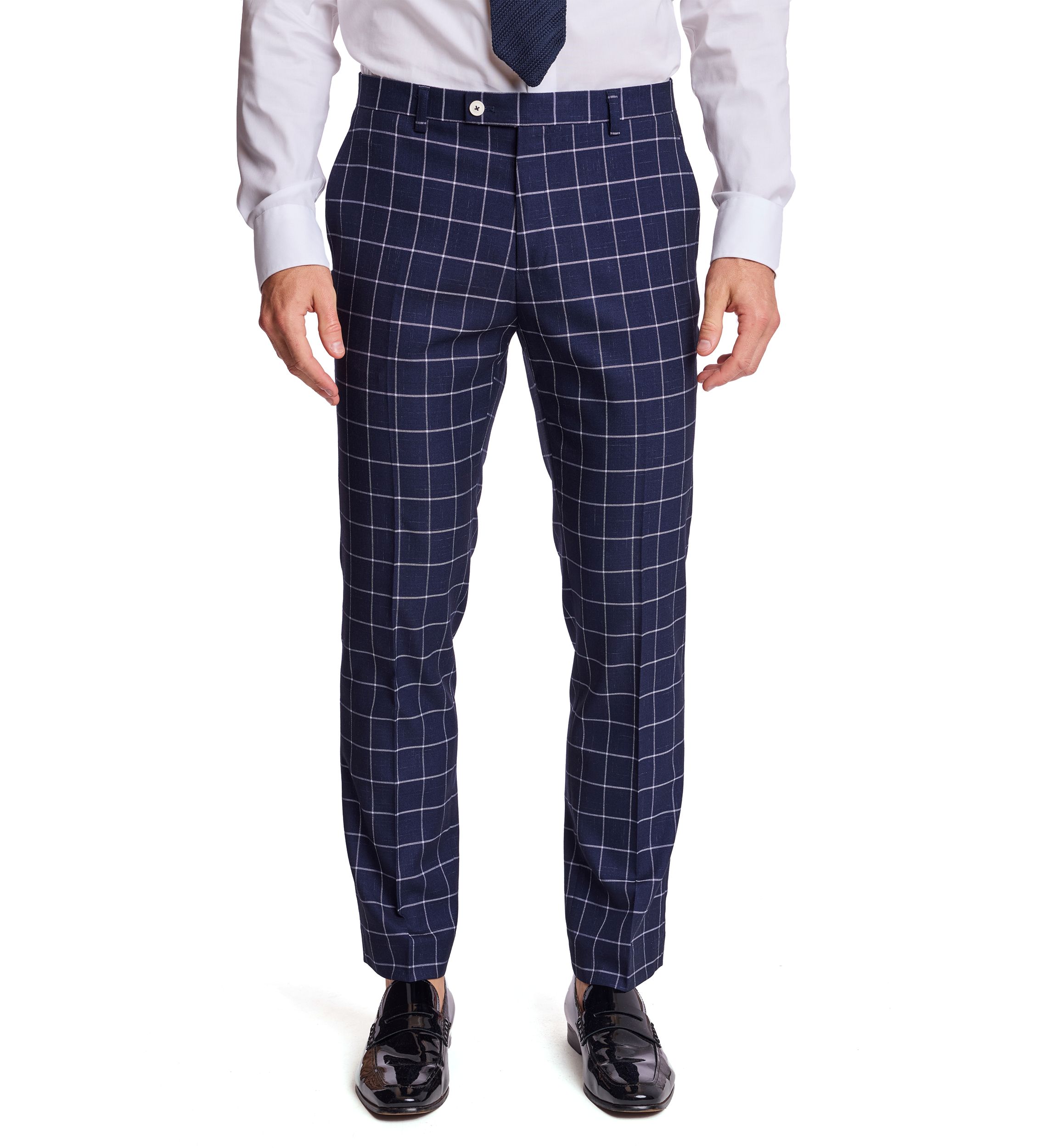 blue and white dress pants Oxford Blue Slim Fit Suit Pants