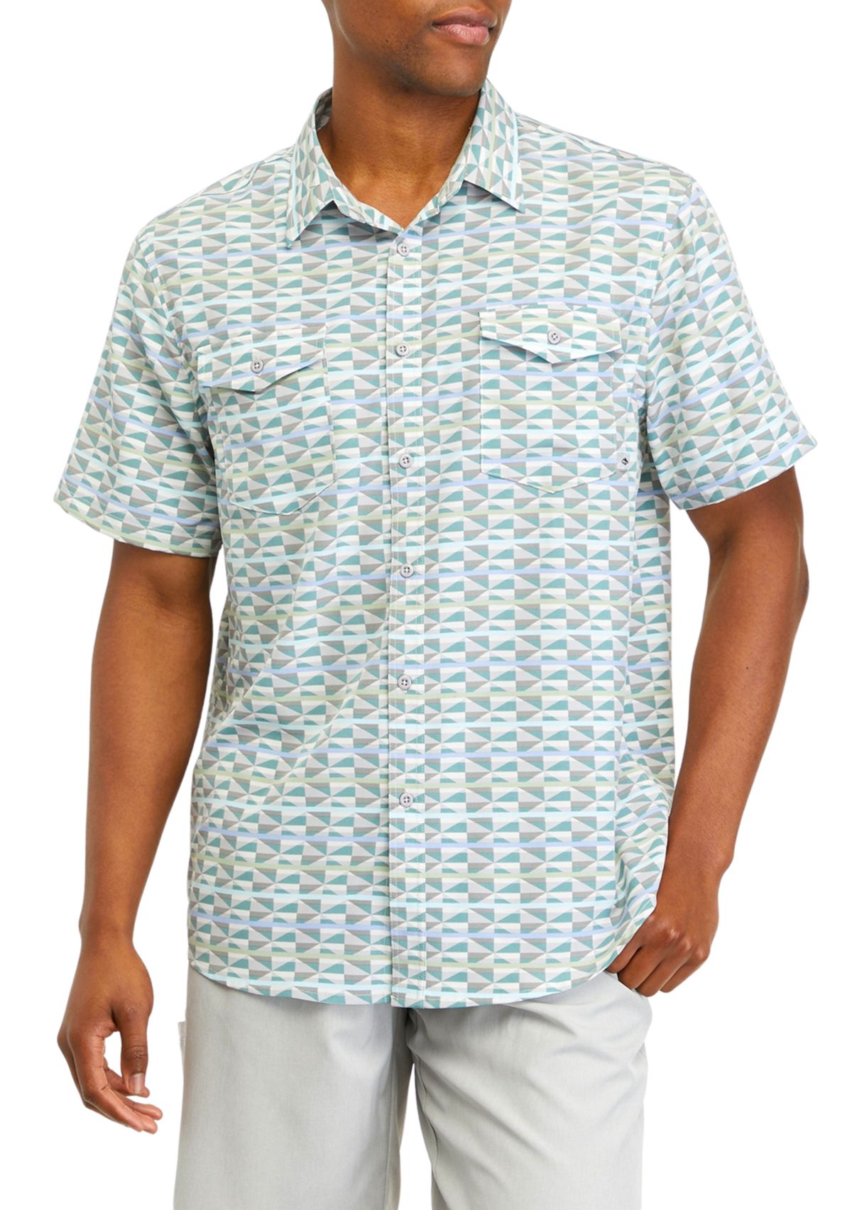 Performance Printed Snap Front Woven Shirt 