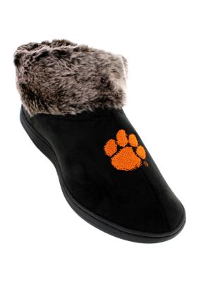 NCAA Clemson Tigers Faux Sheepskin Furry Top Slippers