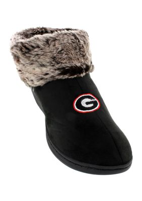 Comfy Feet NCAA Georgia Bulldogs Faux Sheepskin Furry Top Slippers
