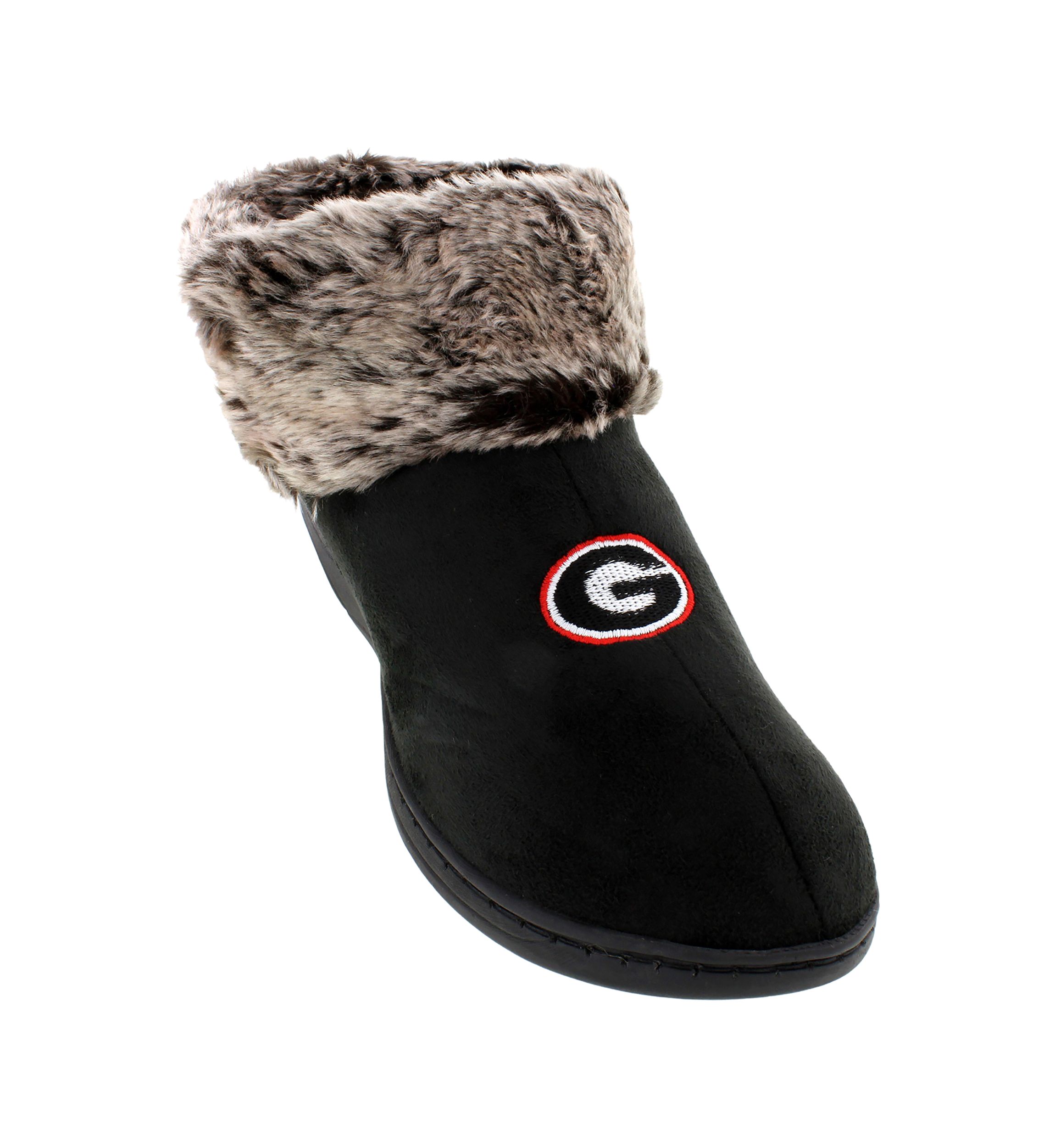 NCAA Georgia Bulldogs Faux Sheepskin Furry Top Slippers