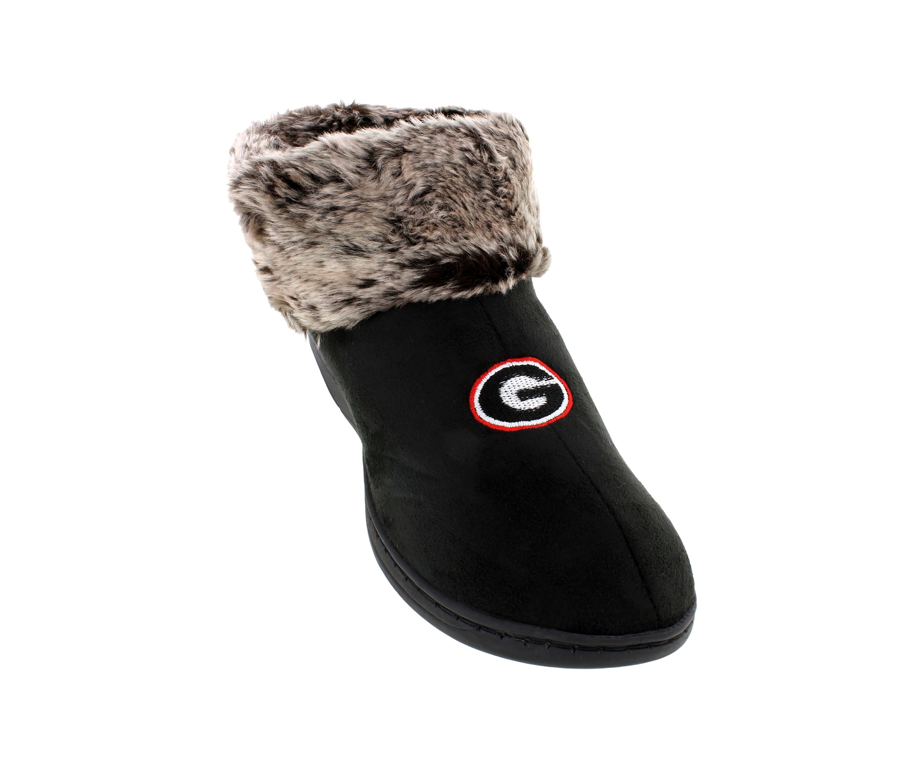 NCAA Georgia Bulldogs Faux Sheepskin Furry Top Slippers