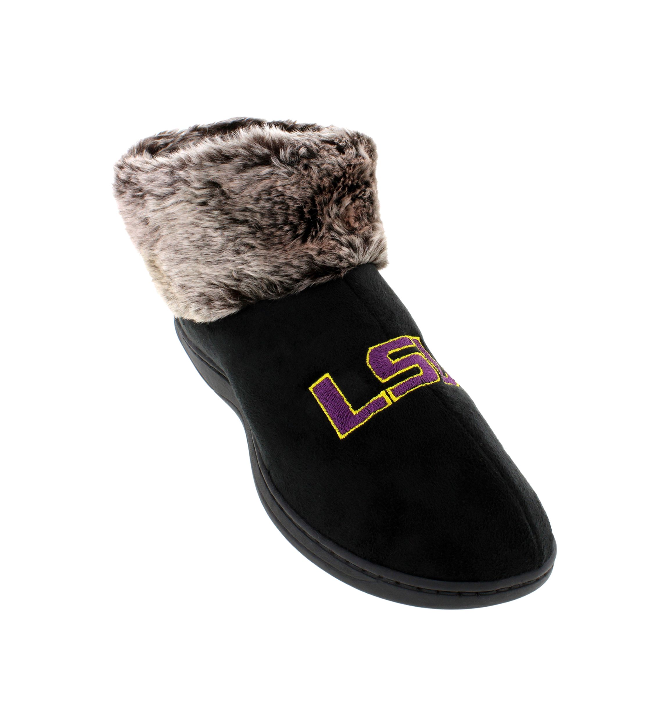 NCAA LSU Tigers Faux Sheepskin Furry Top Slippers
