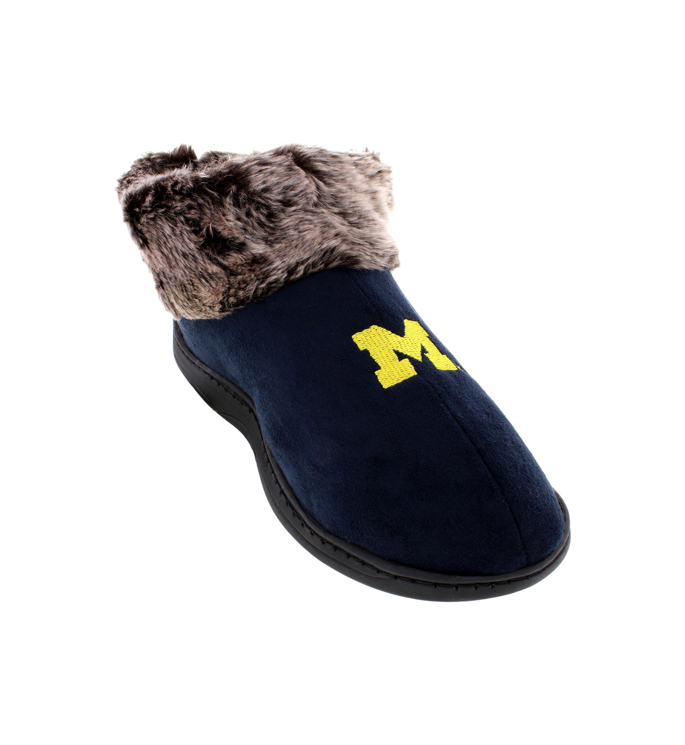 NCAA Michigan Wolverines Faux Sheepskin Furry Top Slippers
