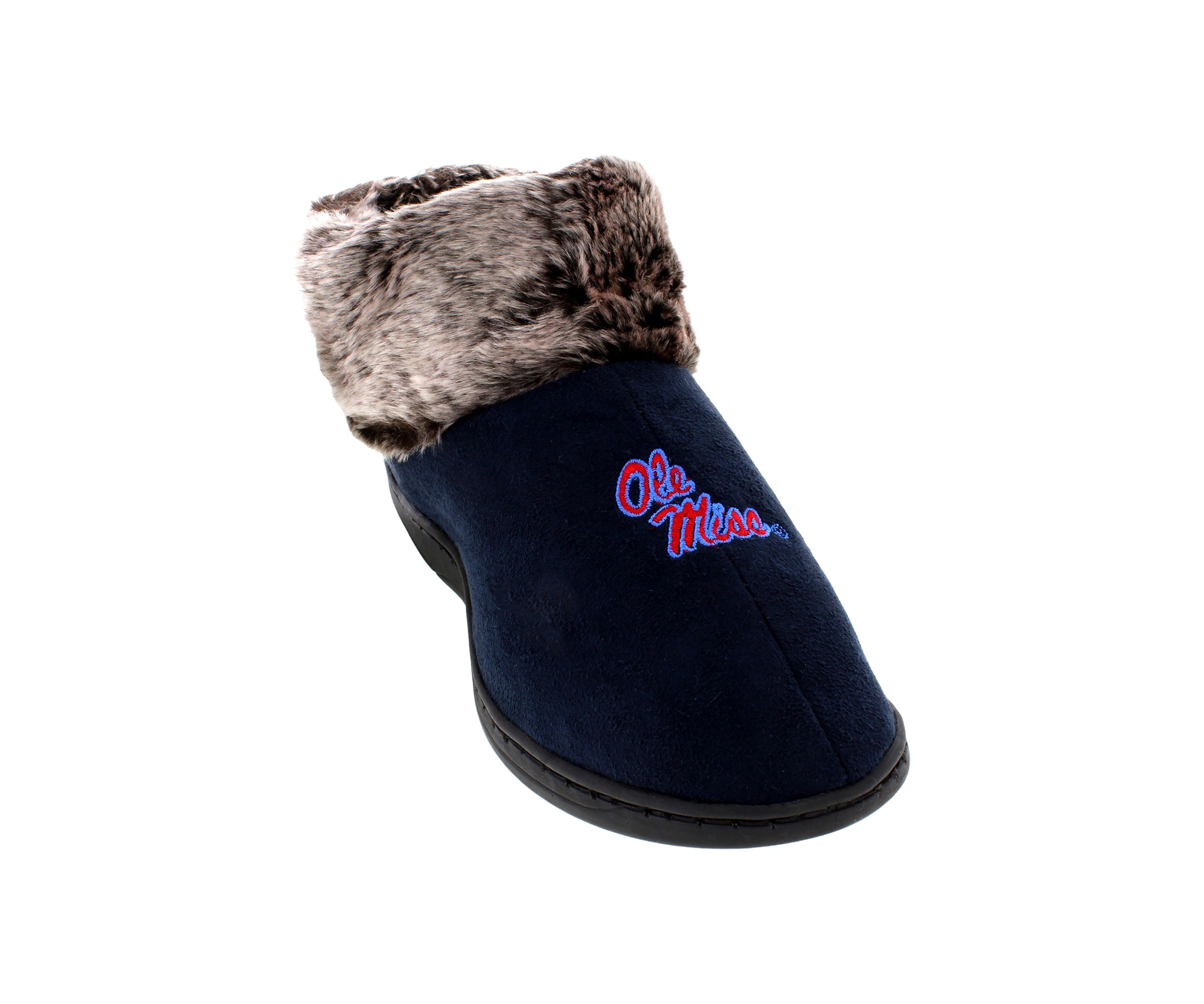 NCAA Ole Miss Rebels Faux Sheepskin Furry Top Slippers