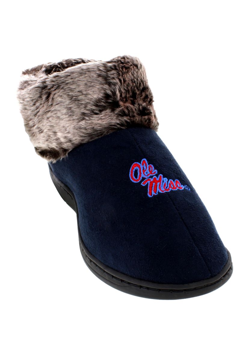NCAA Ole Miss Rebels Faux Sheepskin Furry Top Slippers