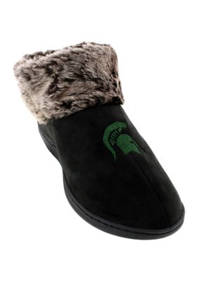 Comfy Feet NCAA Michigan State Spartans Faux Sheepskin Furry Top Slippers, XL