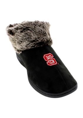 Comfy Feet NCAA NC State Wolfpack Faux Sheepskin Furry Top Slippers, XL
