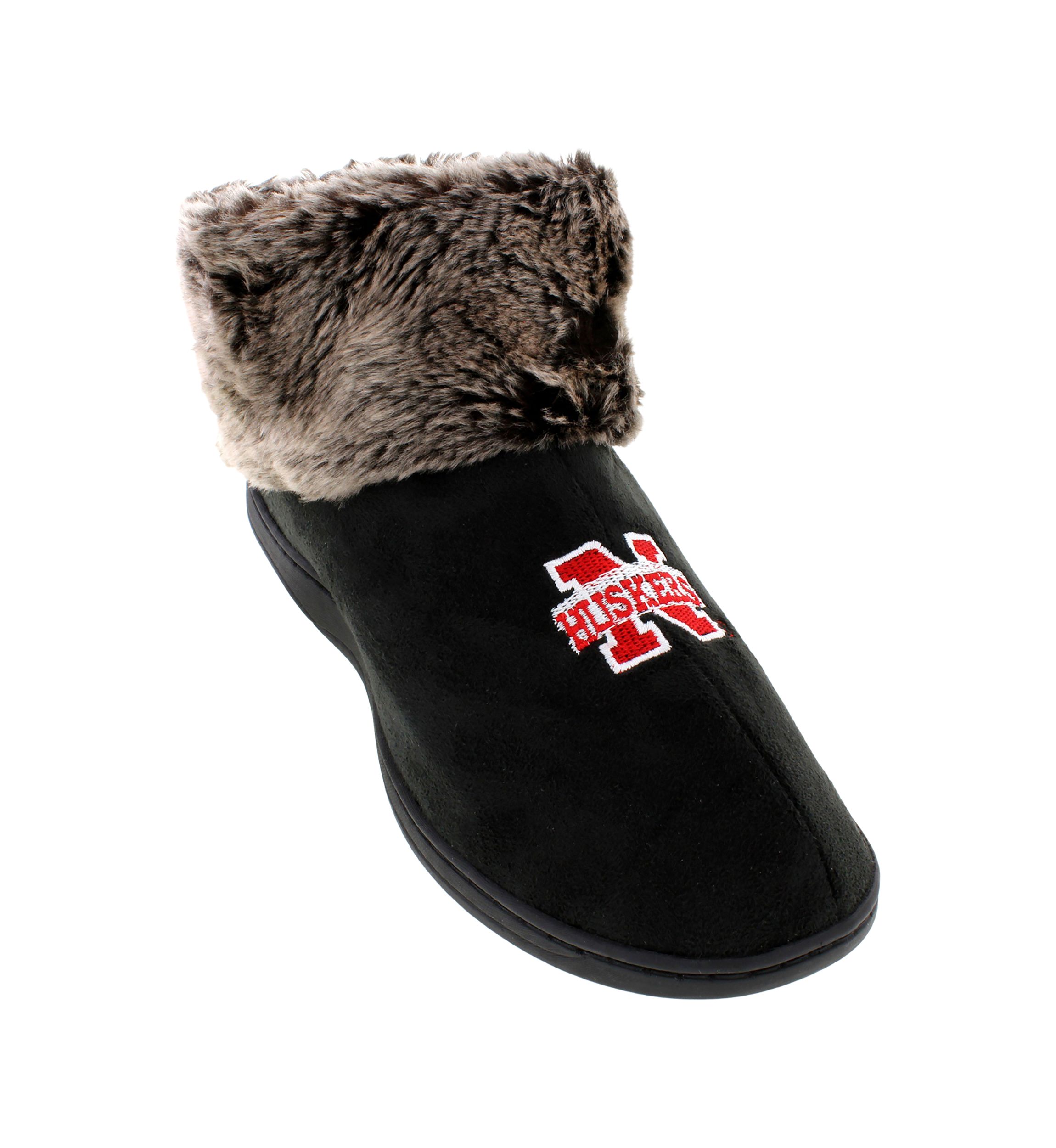 NCAA Nebraska Cornhuskers Faux Sheepskin Furry Top Slippers