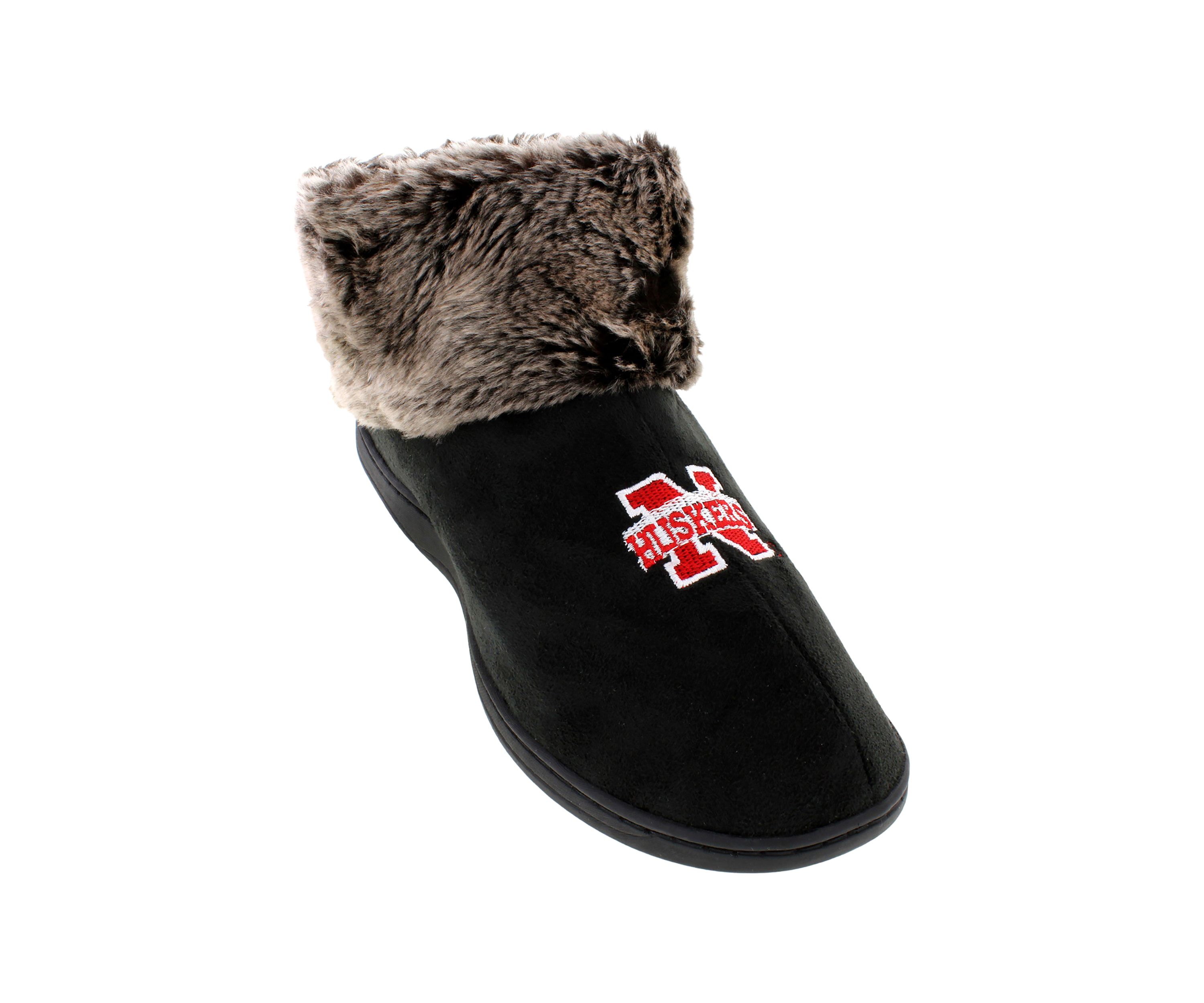 NCAA Nebraska Cornhuskers Faux Sheepskin Furry Top Slippers