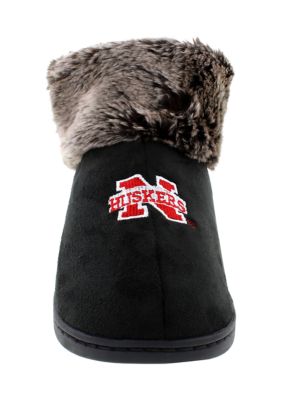 NCAA Nebraska Cornhuskers Faux Sheepskin Furry Top Slippers
