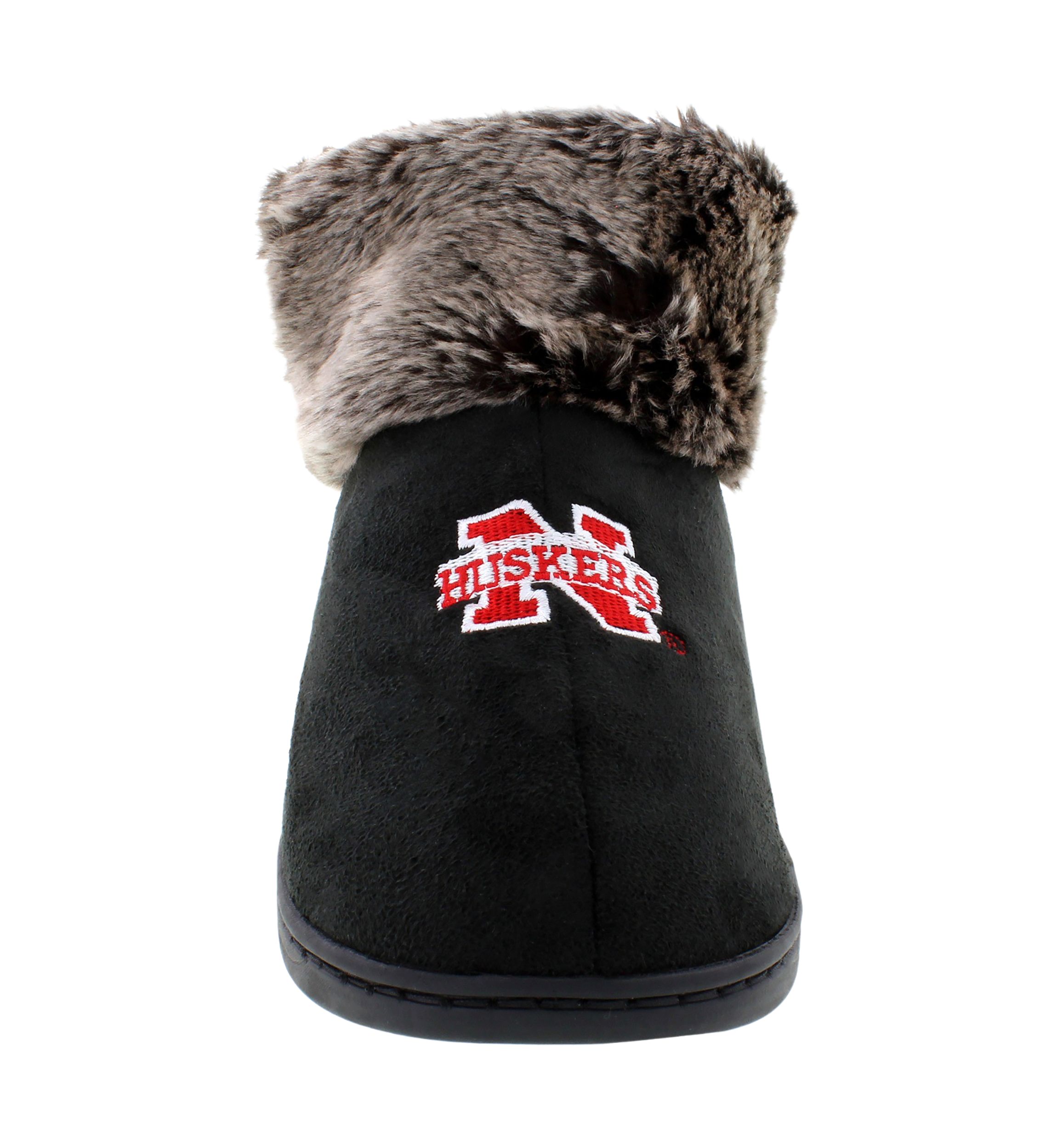 NCAA Nebraska Cornhuskers Faux Sheepskin Furry Top Slippers