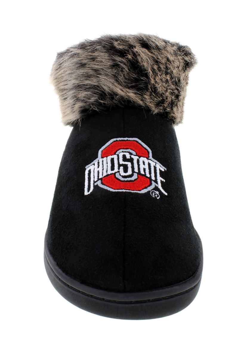 NCAA Ohio State Buckeyes Faux Sheepskin Furry Top Slippers