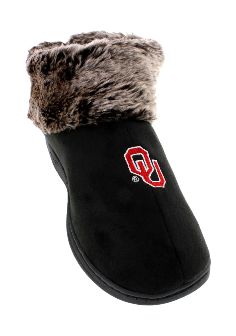 NCAA Oklahoma Sooners Faux Sheepskin Furry Top Slippers