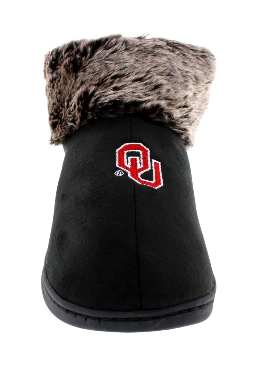 NCAA Oklahoma Sooners Faux Sheepskin Furry Top Slippers
