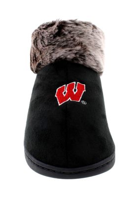 NCAA Wisconsin Badgers Faux Sheepskin Furry Top Slippers