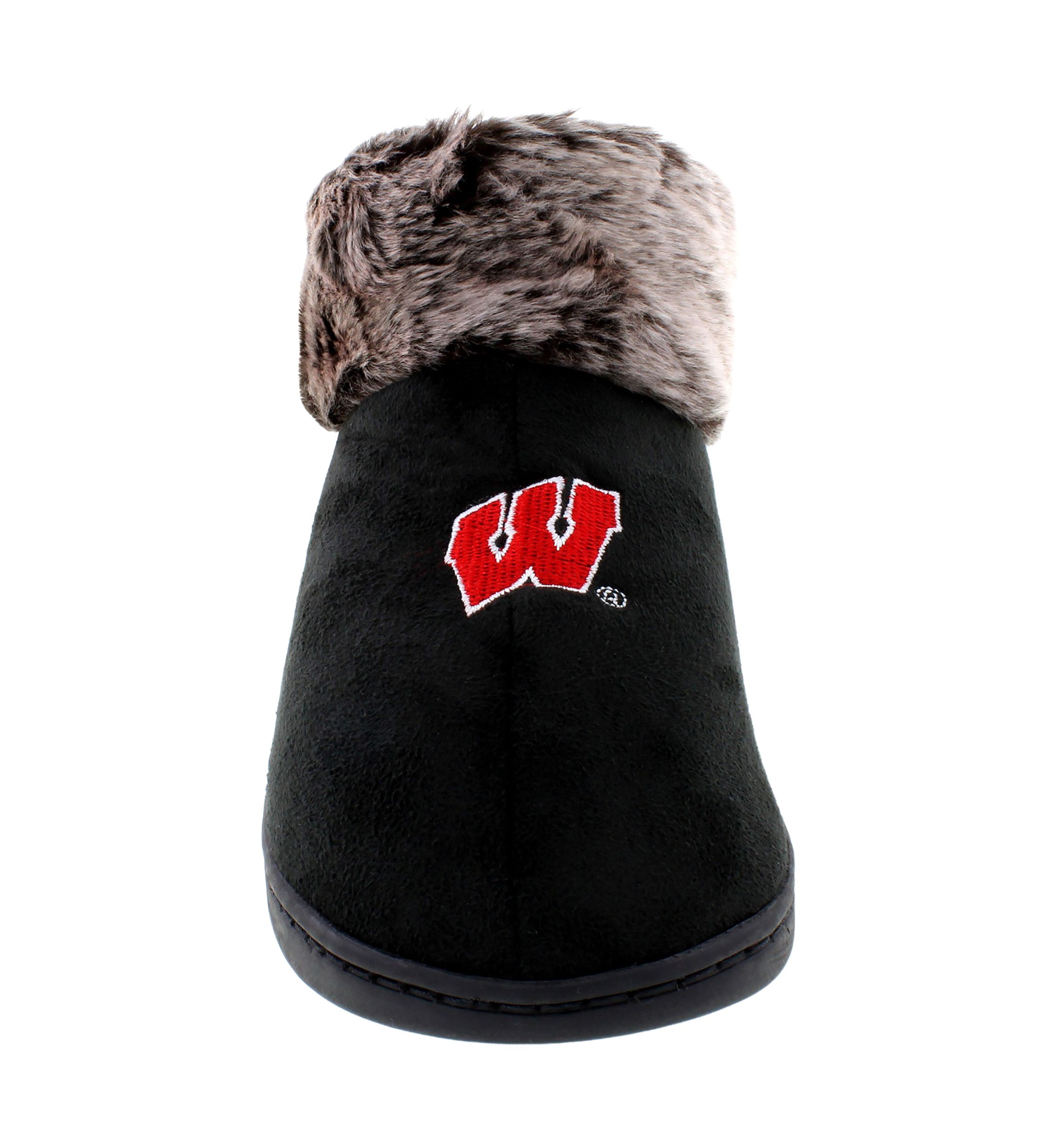 NCAA Wisconsin Badgers Faux Sheepskin Furry Top Slippers