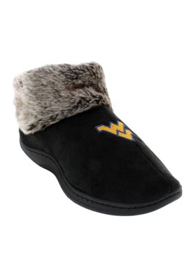 Comfy Feet NCAA West Virginia Mountaineers Faux Sheepskin Furry Top Slippers, Large