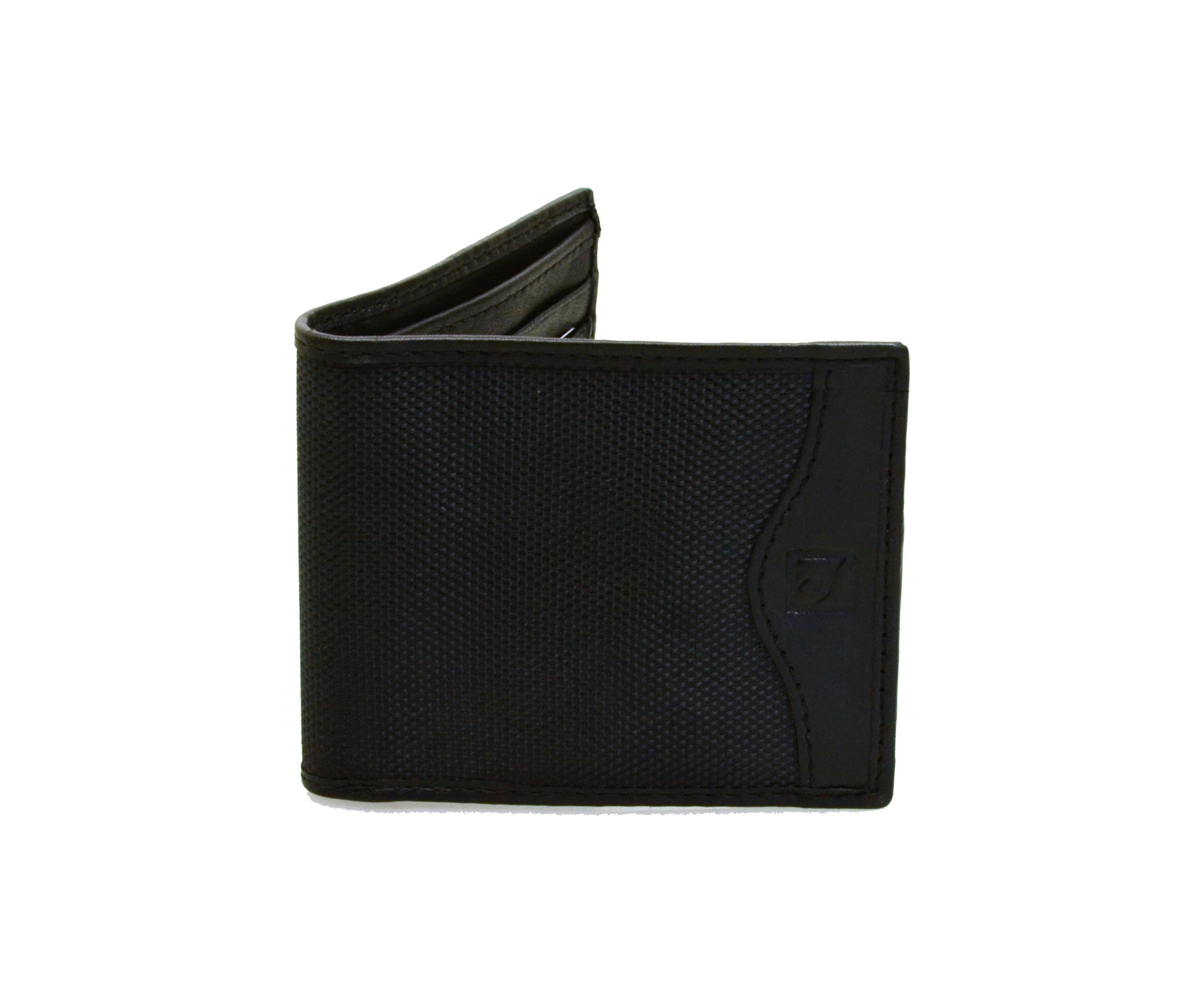 Mens 2 Piece Nylon and Leather Wallet and Keyfob Gift Set