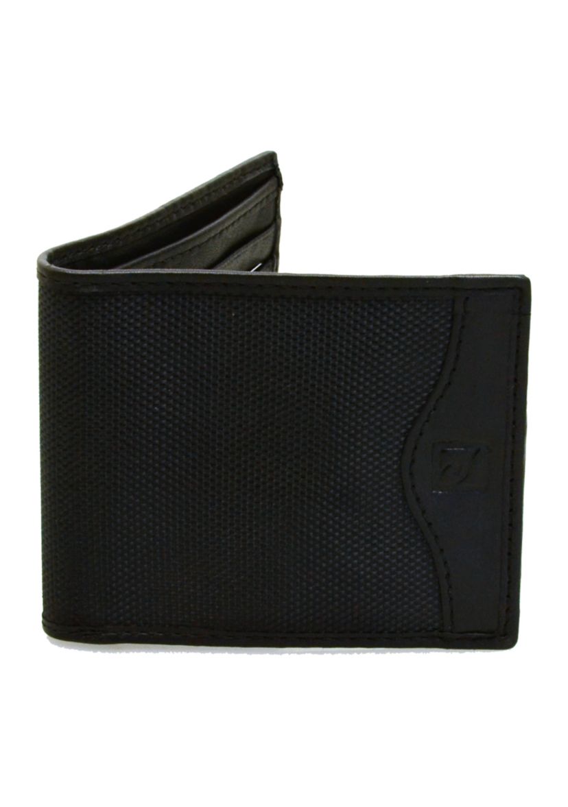 Mens 2 Piece Nylon and Leather Wallet and Keyfob Gift Set