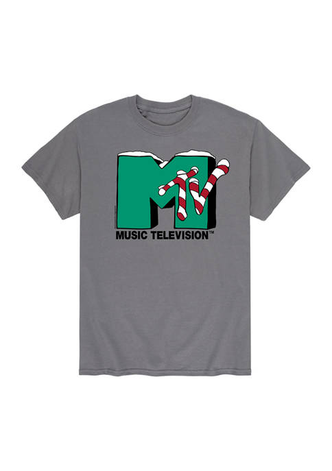 MTV Christmas Candy Cane Logo Graphic T-Shirt