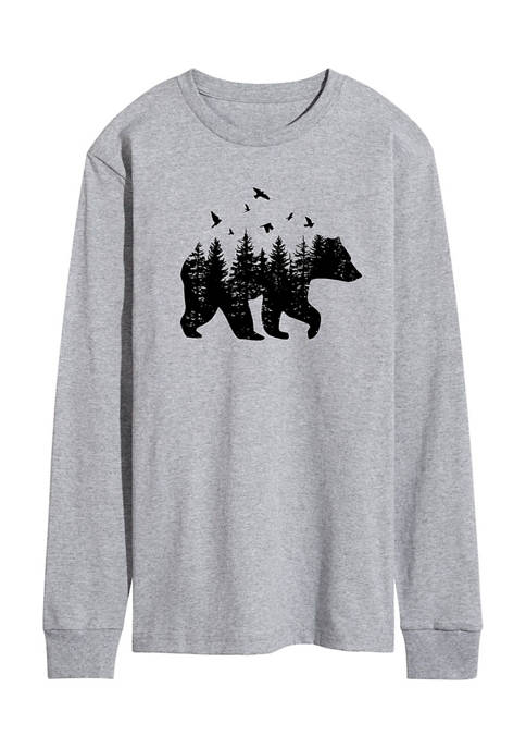 Instant Message Forest Bear Silhouette Long Sleeve Graphic
