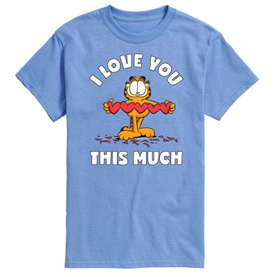 Garfield Men's I LOVE YOU THIS MUCH Graphic T-Shirt, Blue, Medium -  0197268422337