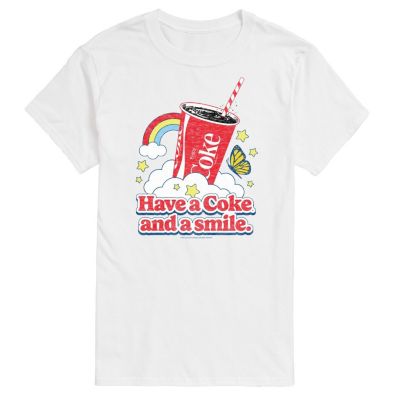 Coca-Cola Portfolio of Beverages Men's Smile Rainbow Graphic T-Shirt, White, Small -  0197721111730