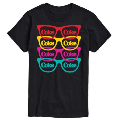 Coca-Cola Portfolio of Beverages Men's Colorful Sunglasses Graphic T-Shirt, Black, Large -  0197721477812