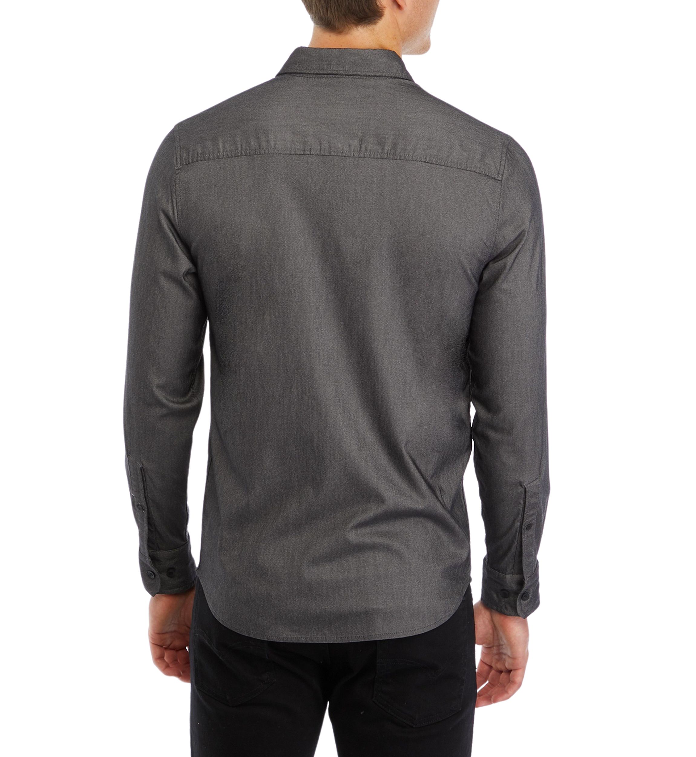 Mens Long Sleeve Solid Textured Sport Shirt