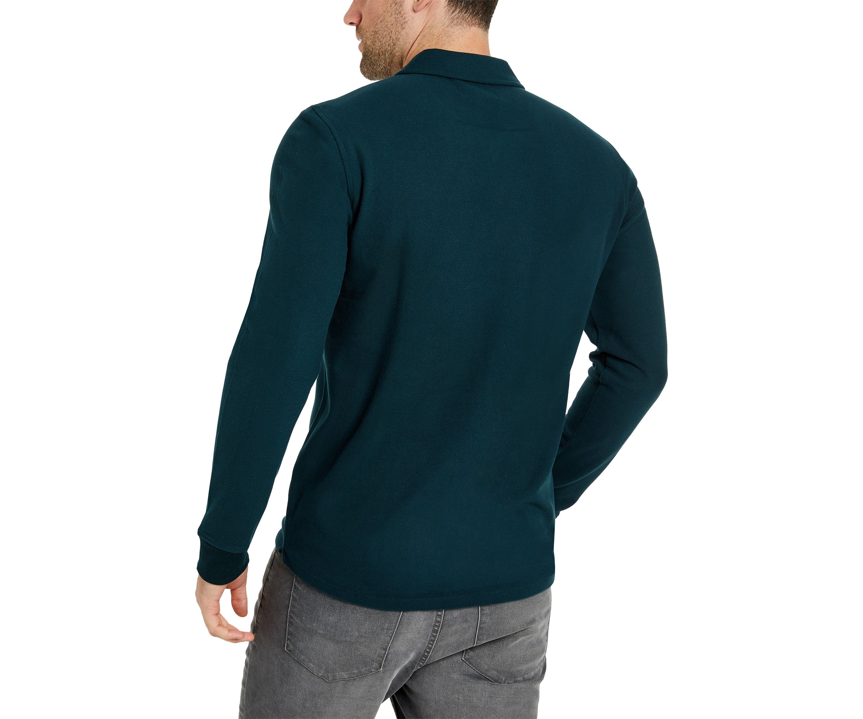 Mens Long Sleeve Comfort Knit Polo Shirt
