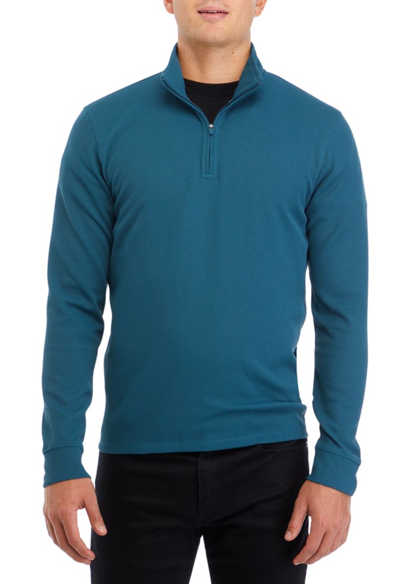 Mens Long Sleeve Solid 1/4 Zip Sweatshirt